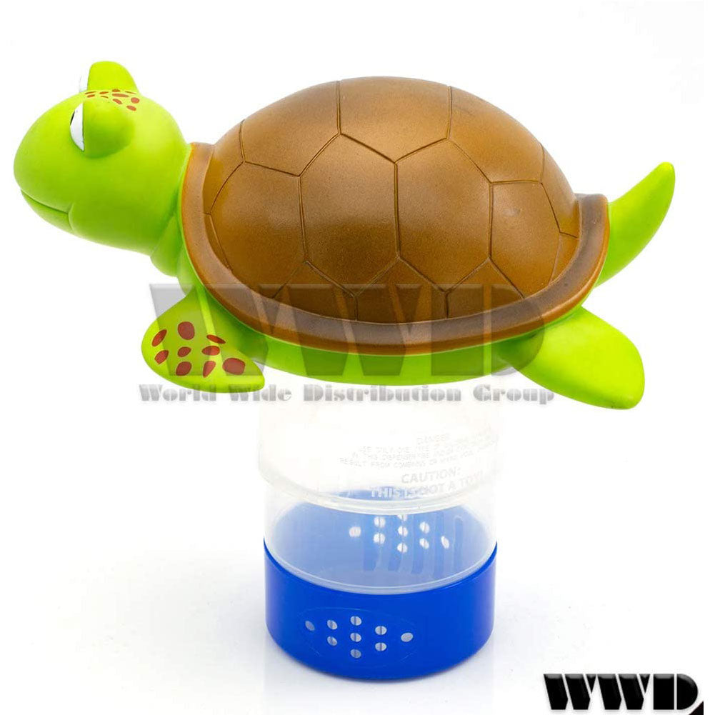 WWD POOL Chlorine Dispenser Animal Floating Pool Chlorine Floater for Chemical Tablets Fits 3" Tabs Bromine Holder Turtle Design