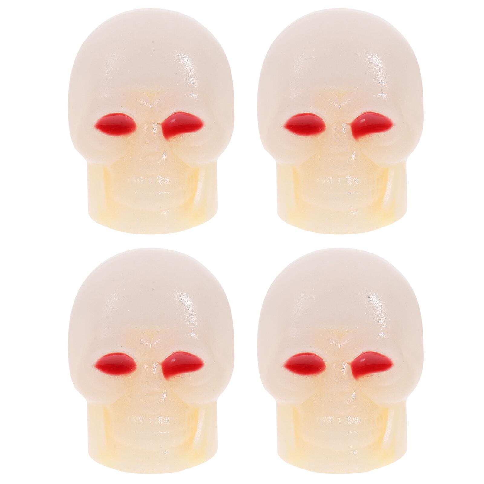 4pcs Tire Caps Luminous Skull Shape Bike Tyre Dust Caps Car Tire Pressure Caps