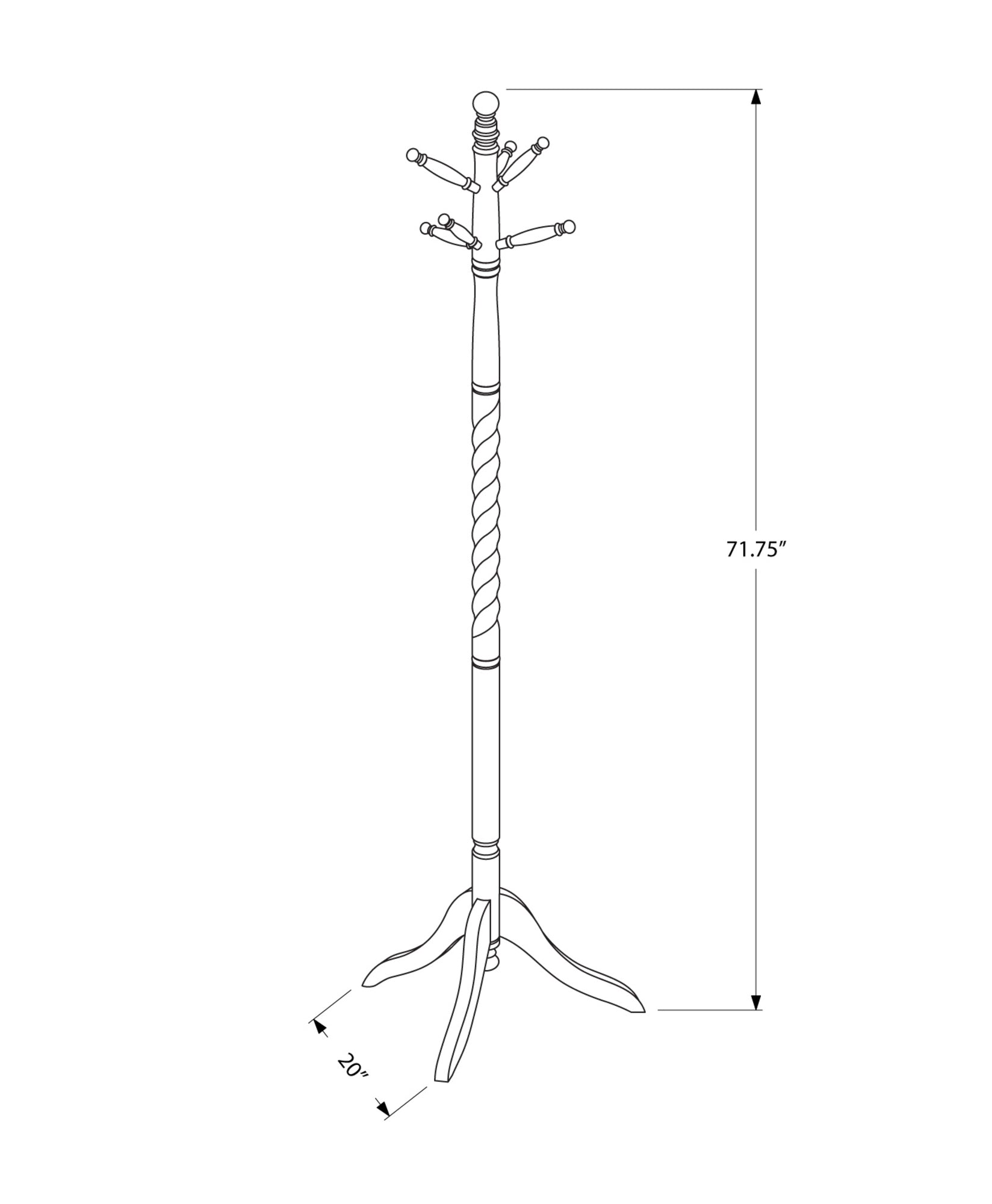 Coat Rack， Hall Tree， Free Standing， 6 Hooks， Entryway， 72