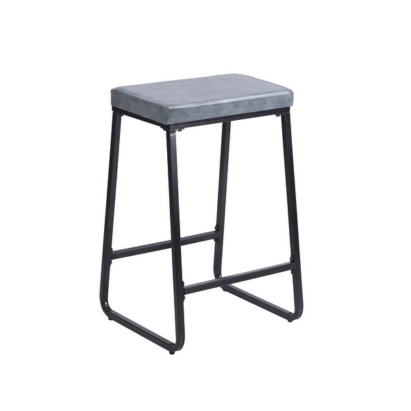 Porthos Home Senga Bar Stools Set of 2， PU Leather， Iron Legs