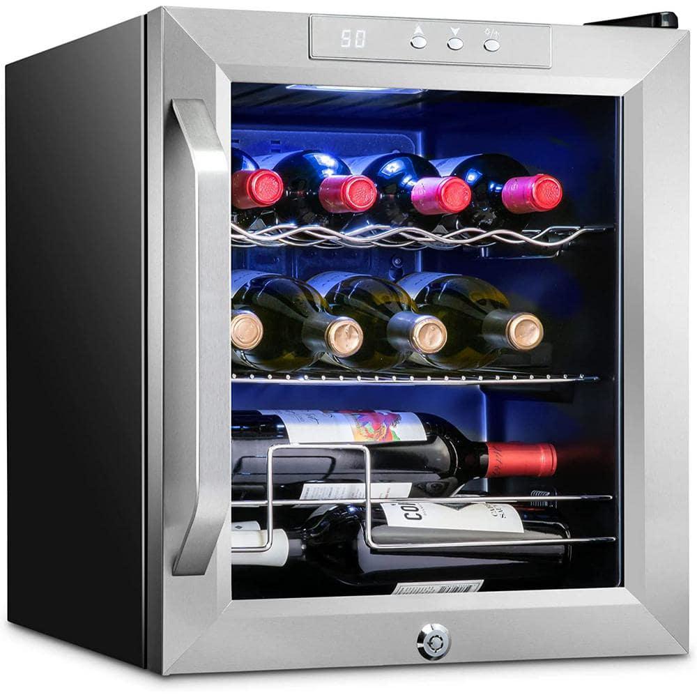 Ivation Wine Fridge Single Zone 12Bottle Free Standing Wine Cooler with Lock