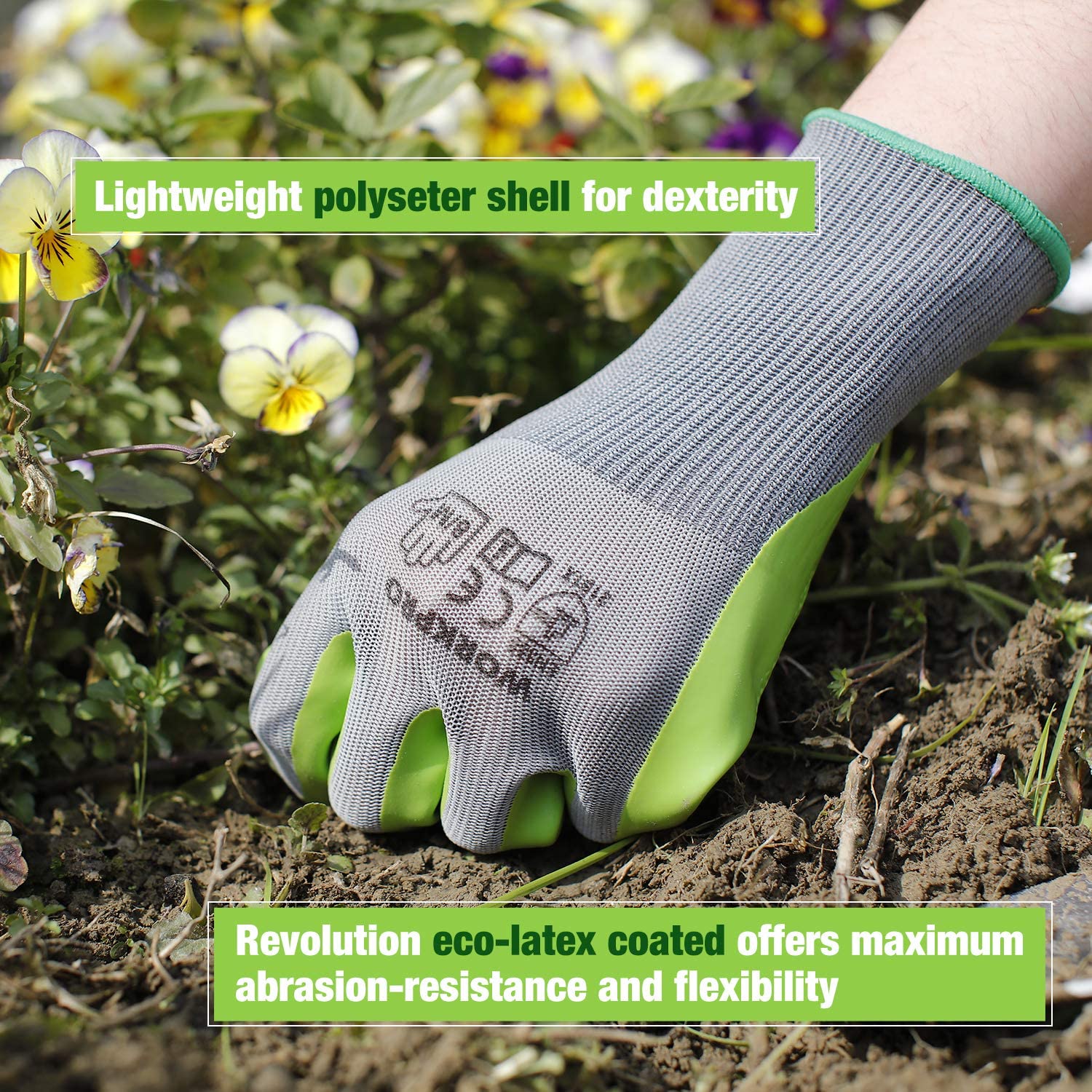 WORKPRO 6 Pairs Garden Gloves, Work Glove with Eco Latex Palm Coated, Working Gloves for Weeding, Digging, Raking and Pruning(L)