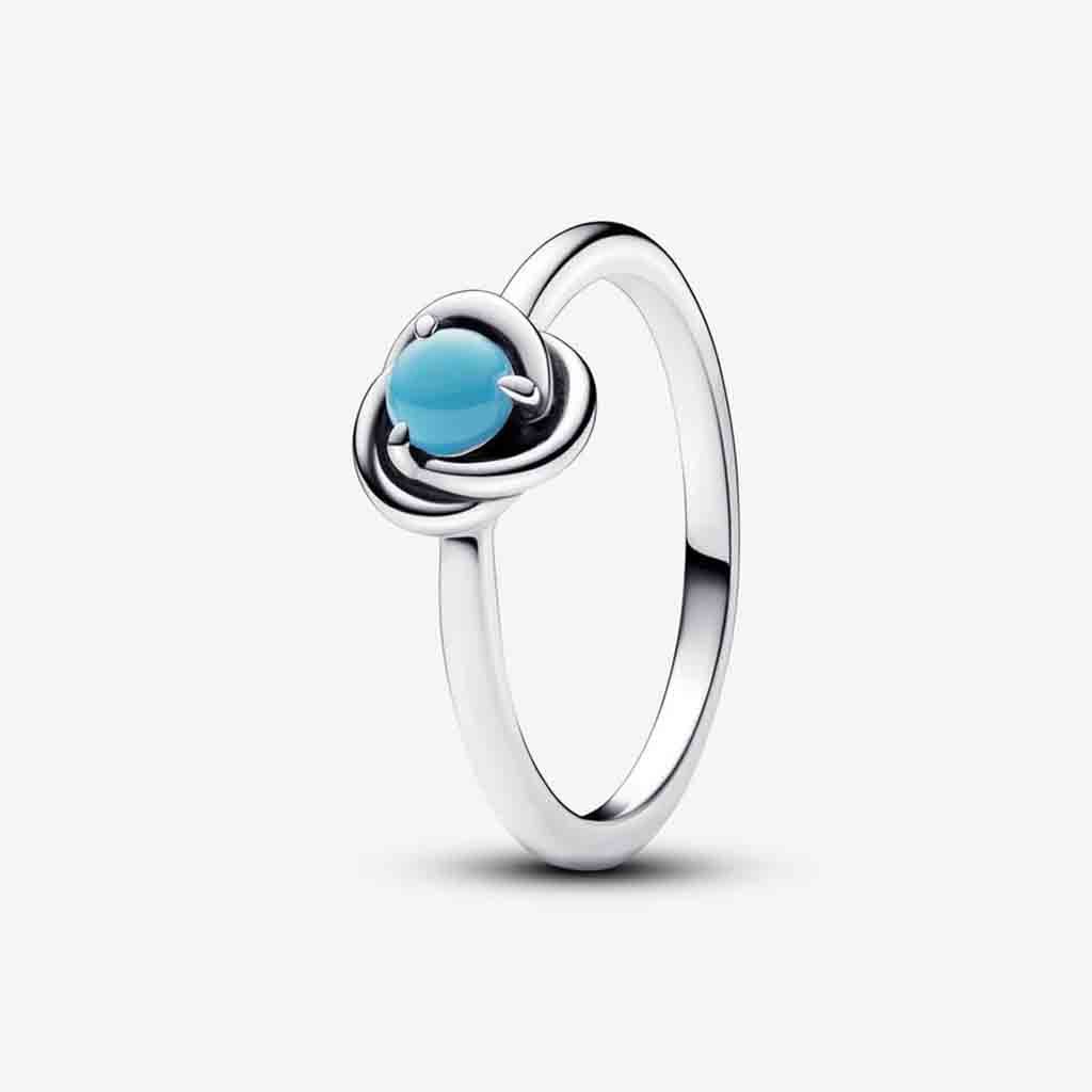 PANDORA  December Turquoise Blue Eternity Circle Ring