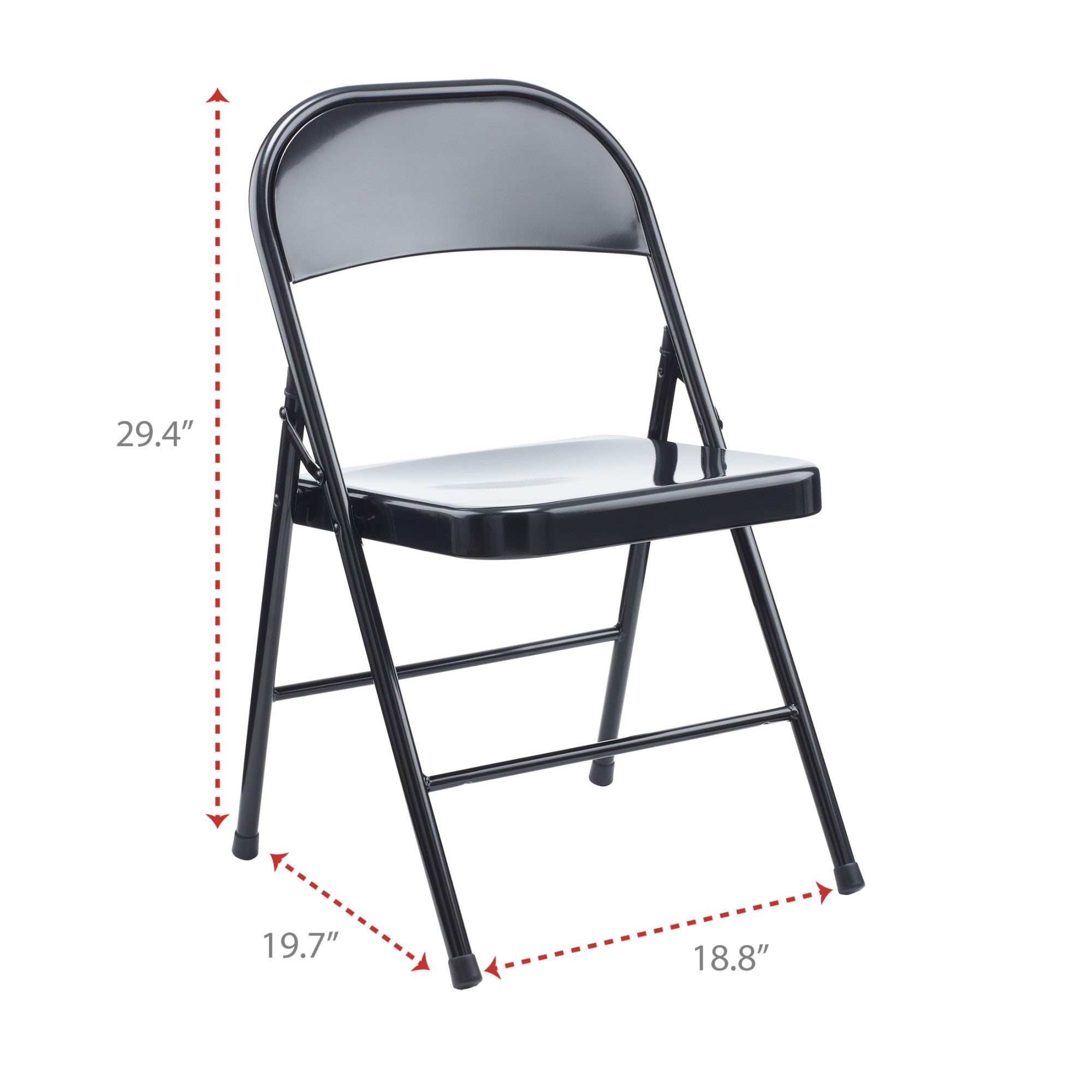 Alera Armless Steel Folding Chair, Supports Up to 275 lb, Black, 4/Carton