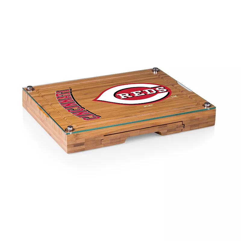 Picnic Time Cincinnati Reds Concerto Glass-Top Cheese Cutting Board and Tools Set