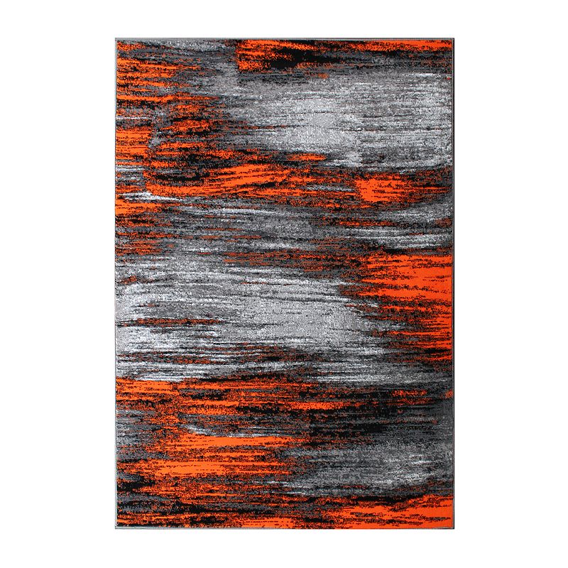 Masada Rugs Masada Rugs Trendz Collection 5'x7' Modern Contemporary Area Rug in Orange， Gray and Black - Design Trz863