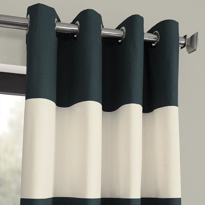 EFF Horizontal Grommet Stripe Cotton Window Curtain