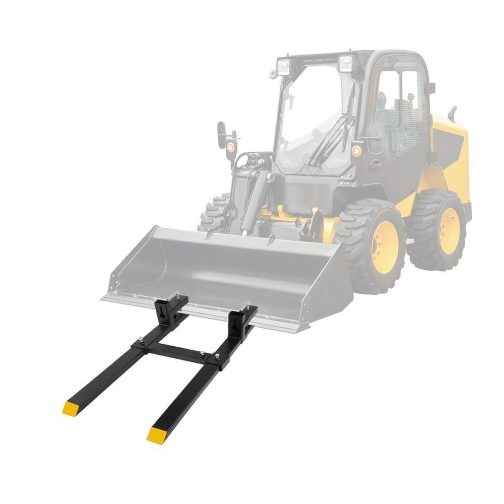 Karl home 1500 lbs 43 in ClampOn Pallet Forks Skid Steer Loader Bucket with Adjustable Stabilizer Ba