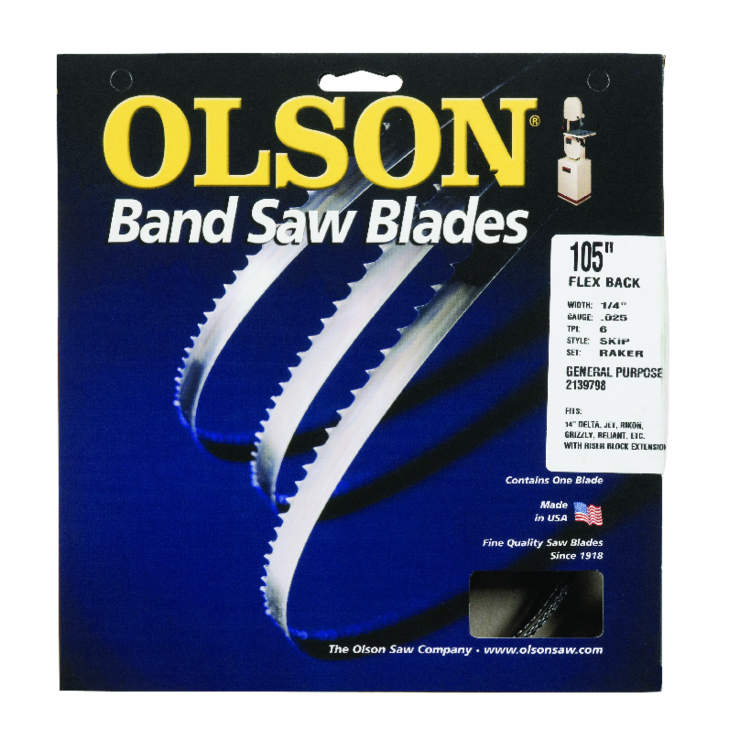 Olson 105 in. L x 0.25 in. W x 0.025 in. thick Carbon Steel Skip Teeth Band Saw Blade 6 TPI