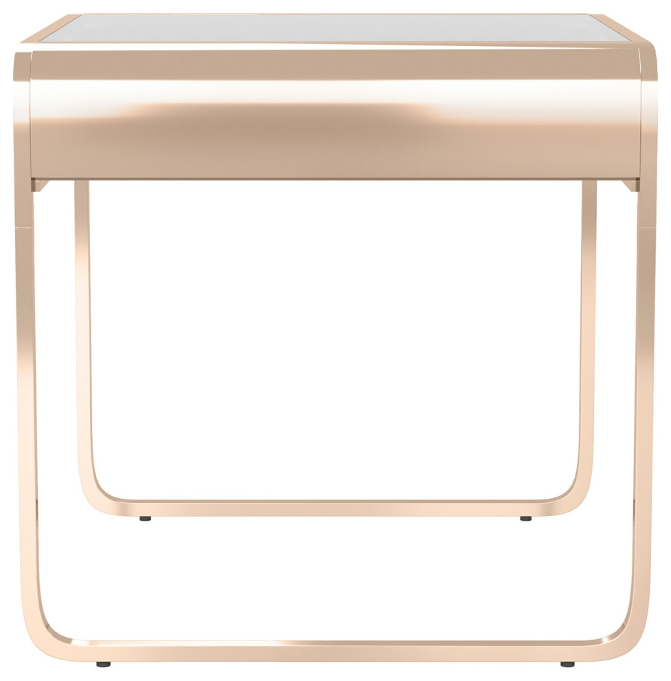 Contemporary Side Table  U Shaped Golden Frame With Glass Top  ampMiddle Shelf   Contemporary   Side Tables And End Tables   by Decor Love  Houzz