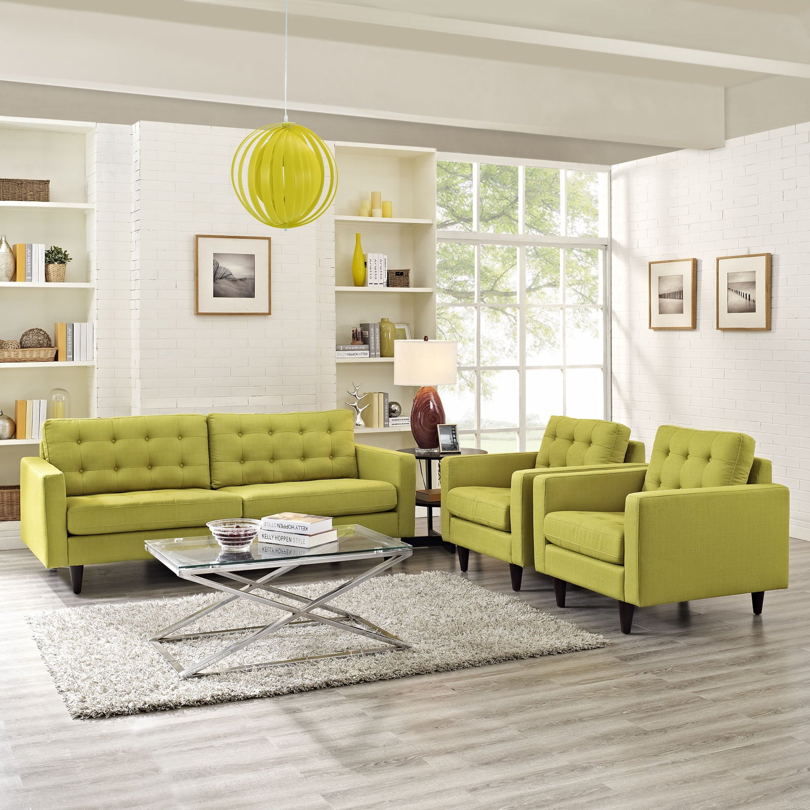 Empress Sofa and Armchairs Set of 3 - Wheatgrass