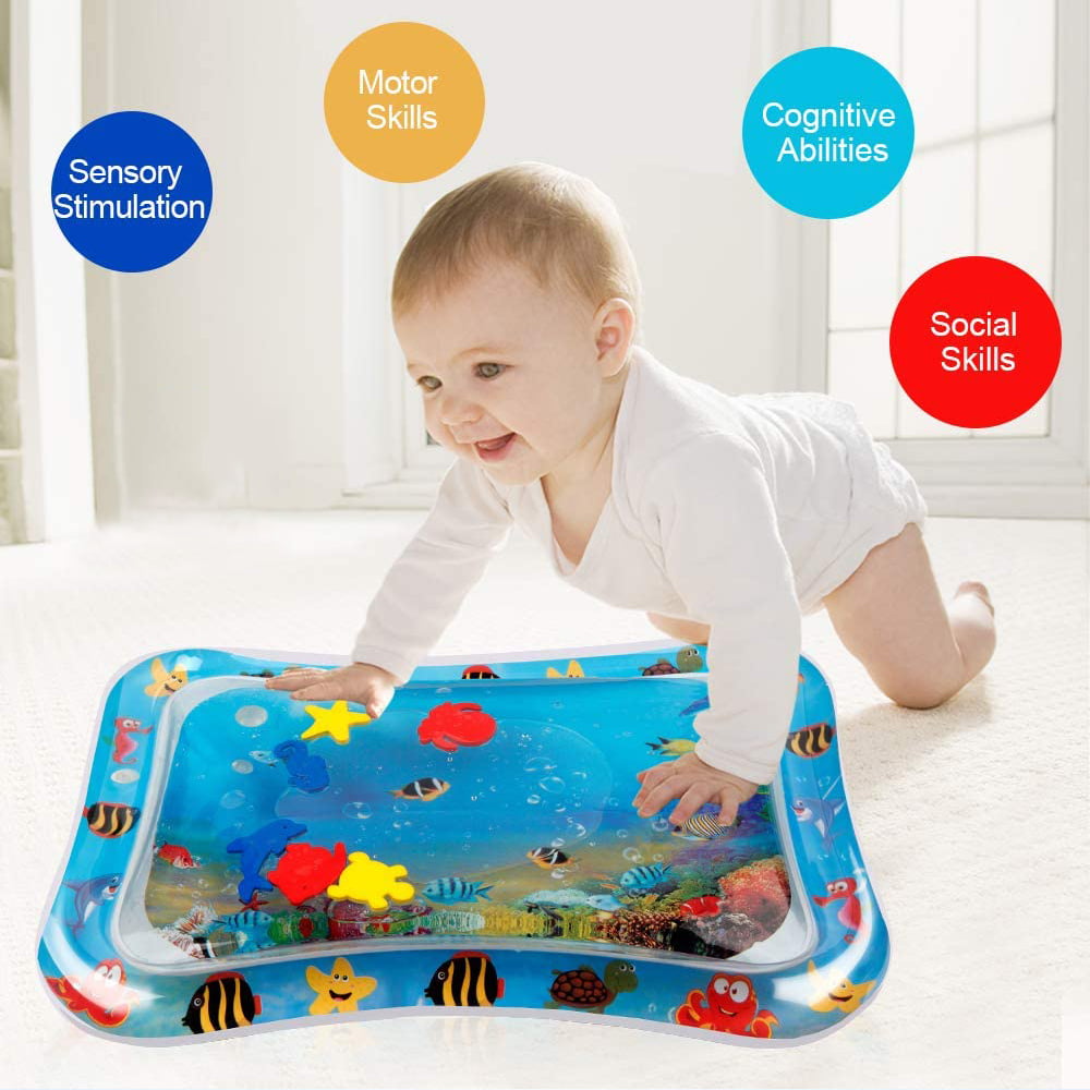 Meidong Tummy Time Baby Water Mat， Inflatable Infant Baby Toys for 3 6 12 Months，Fun Activity Center Play Mat Gift for Boy and Girl Newborn Early Sensory Development BPA-Free