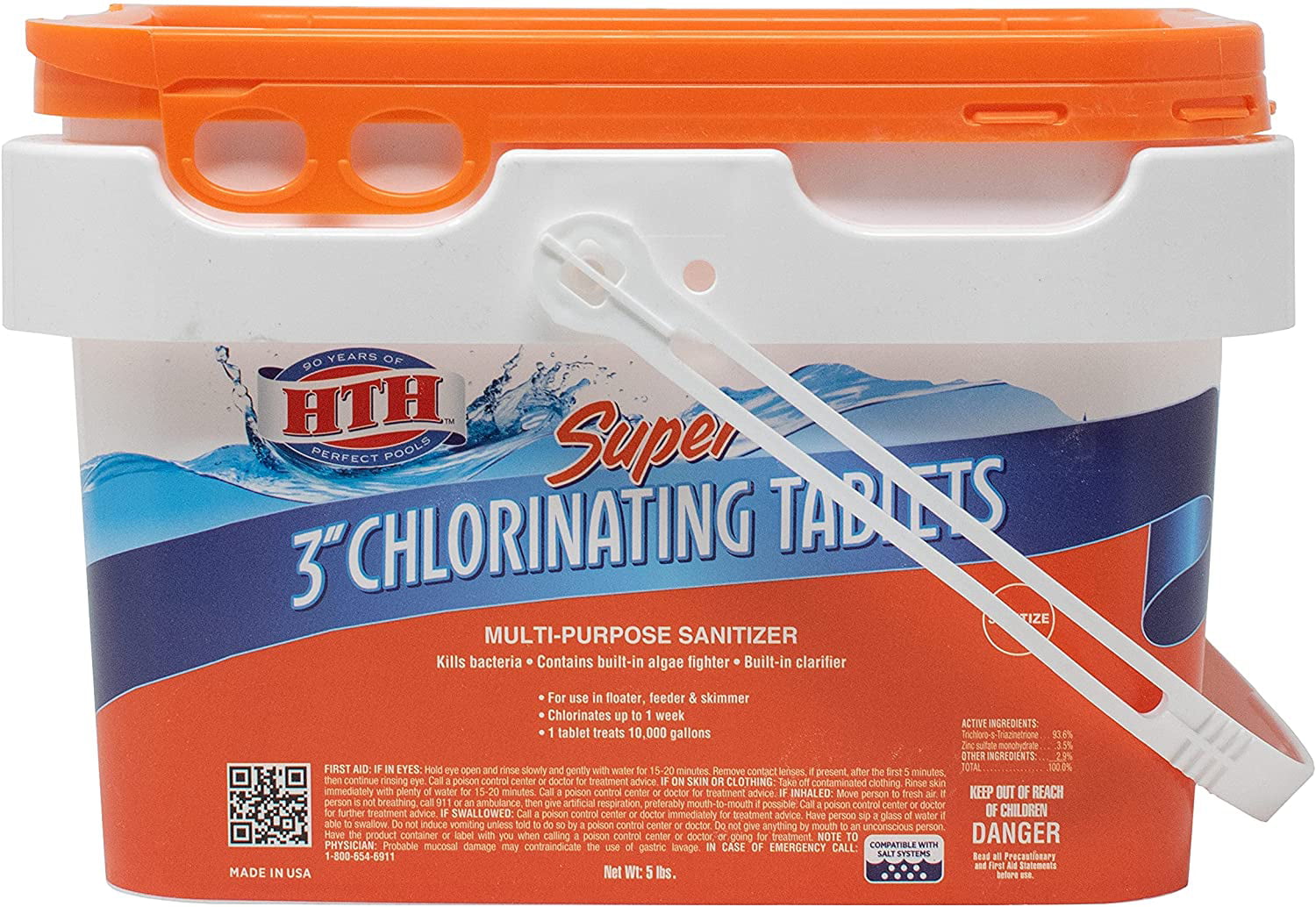 HTH Pool Chlorine Super Chlorinating Tablets Swimming Pools Sanitizes and Protects Pool Water 5lbs