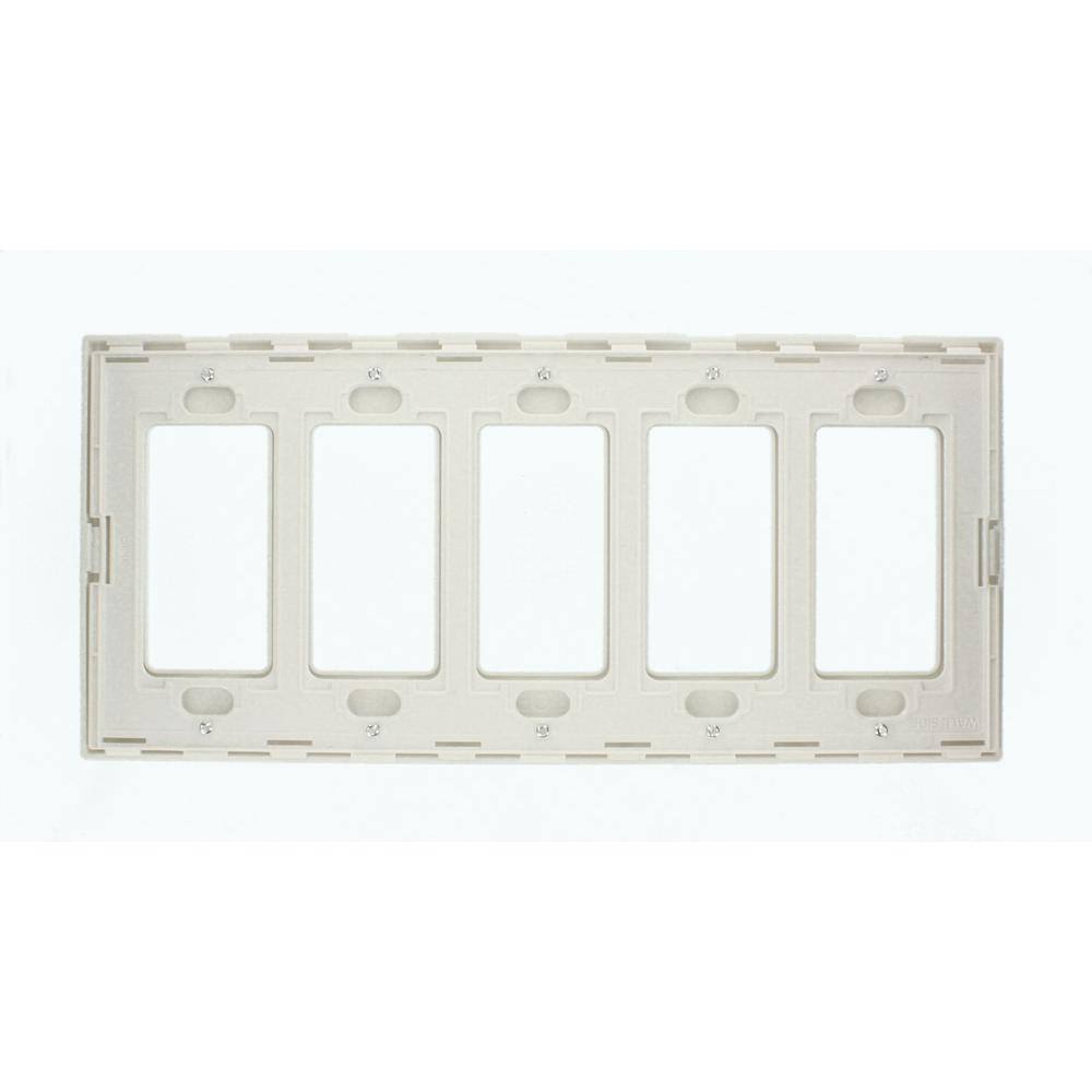 Leviton White 5-Gang DecoratorRocker Wall Plate (1-Pack) 022-80321-0SW