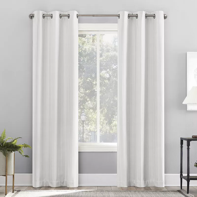 Sun Zero 2-pack Erria 100% Blackout Chambray Stripe Grommet Curtains