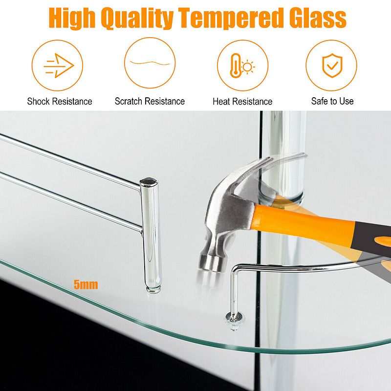 2-holder Bar Table with Tempered Glass Shelf