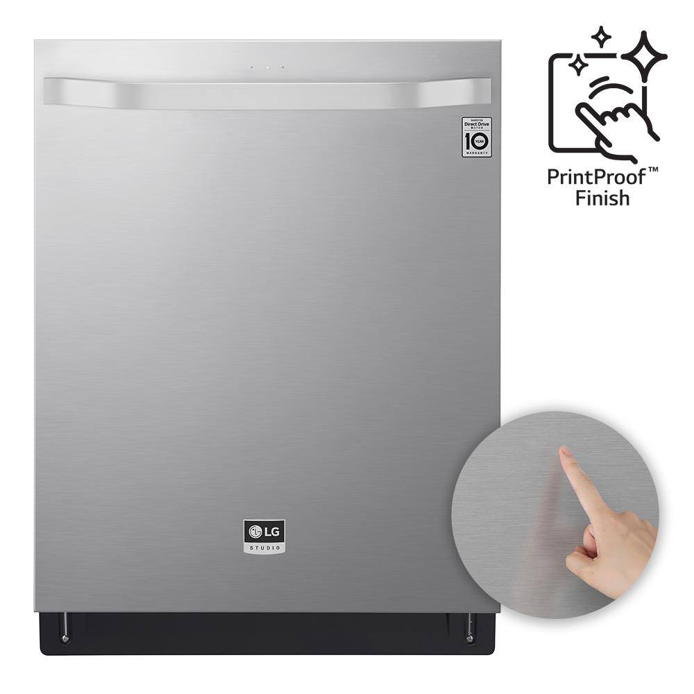 LG STUDIO 24 in. Printproof Stainless Steel Top Control Built-In Dishwasher with Stainless Steel Tub QuadWash TrueSteam 40 dBA LSDT9908SS