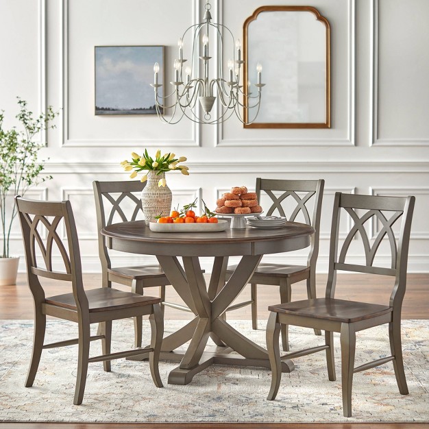 5pc Montauk Round Dining Set Gray oak Buylateral