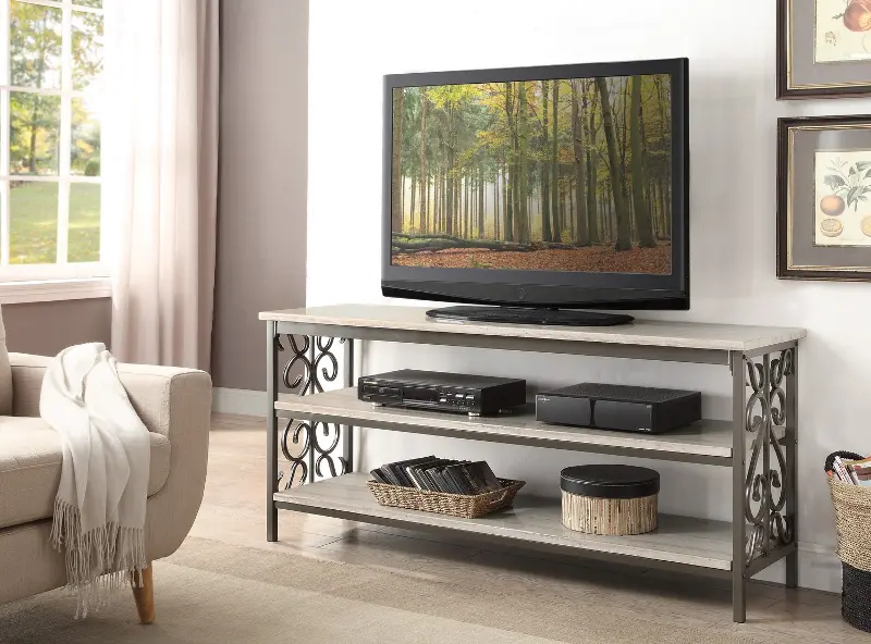 Fairhope White and Brown 60 TV Stand