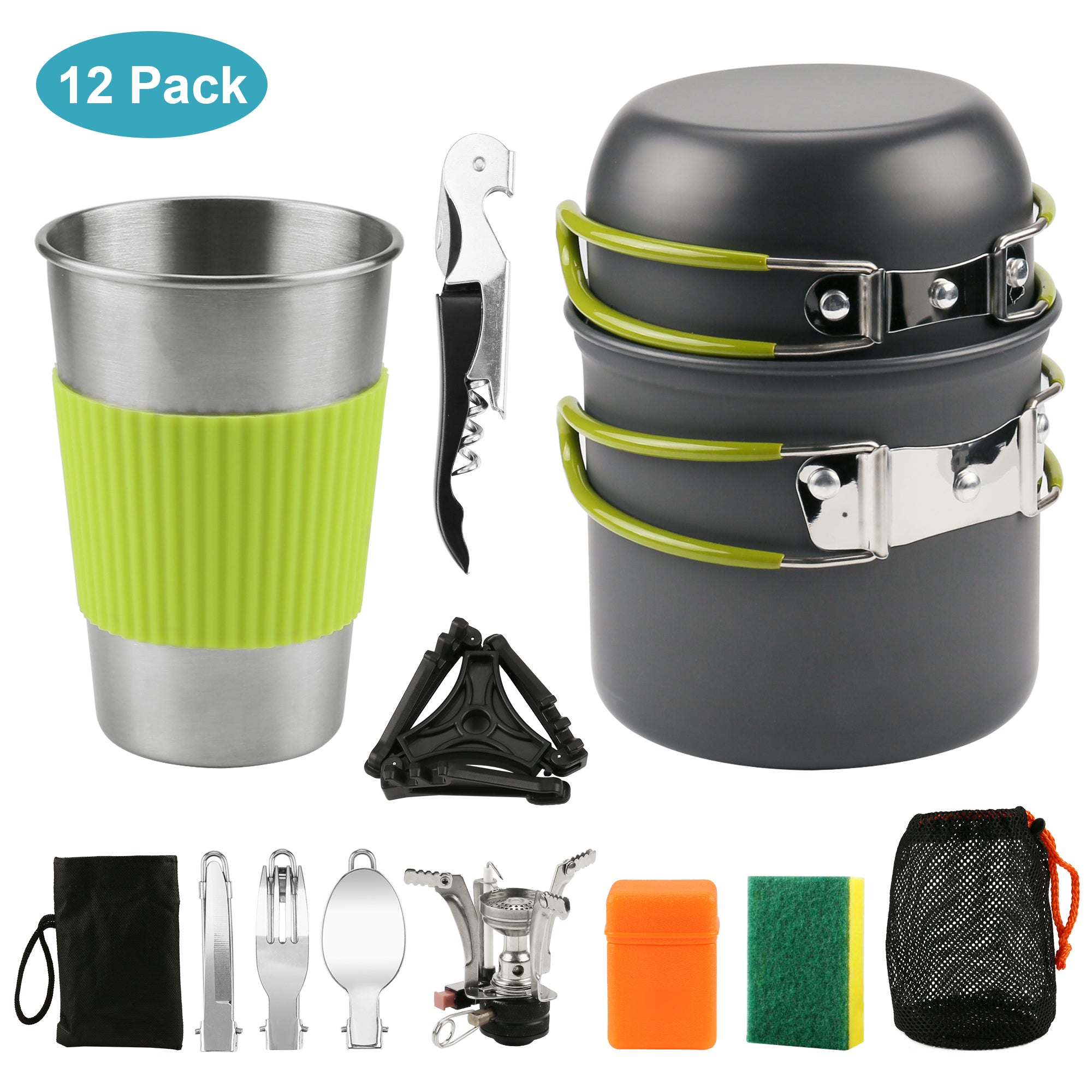 IMAGE 12 Piece Stainless Steel Camping Mess Kit