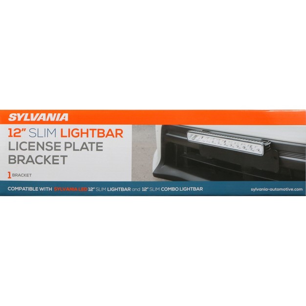 Sylvania License Plate Bracket For Led Off Road Light Bar Easy To Install Lightweight Aluminum Durable Powder Coated Finish No Drilling Required Slim12inbkt bx 1pc