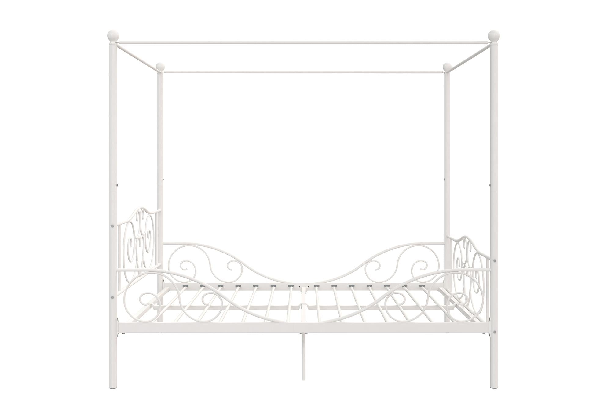 Elm & Oak Metal Canopy Kids Poster Bed, Full, White