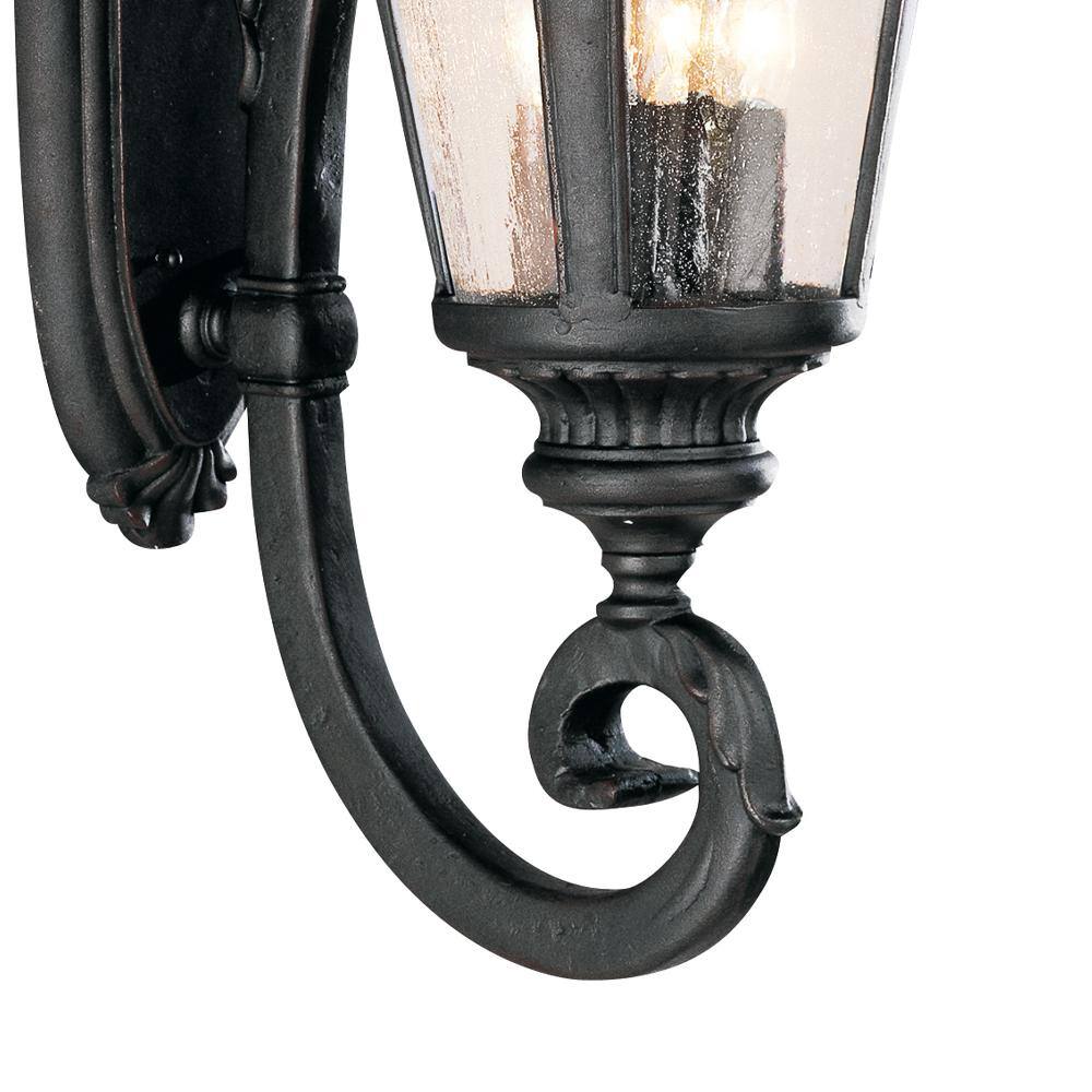 Bel Air Lighting Commons 4-Light Black Coach Outdoor Wall Light Fixture with Seeded Glass 5042 BK