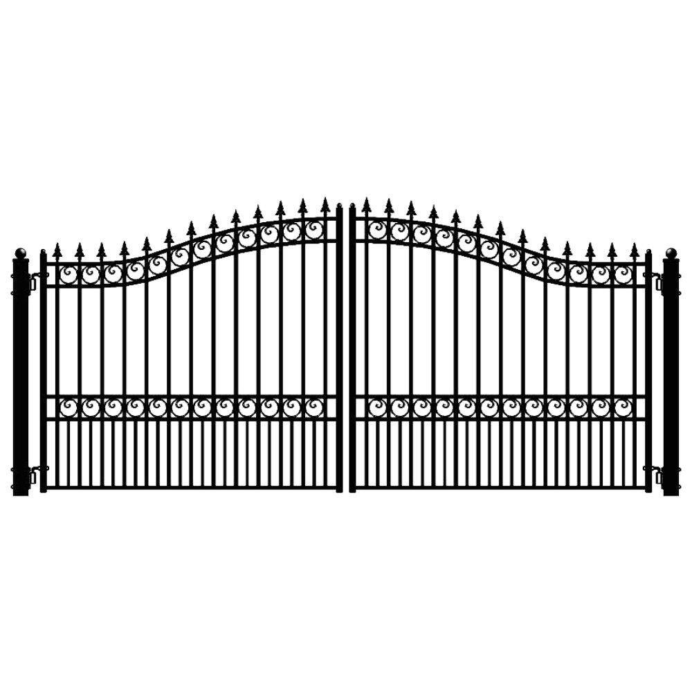 ALEKO London Style 18 ft. x 6 ft. Black Steel Dual Driveway Fence Gate DG18LOND-HD