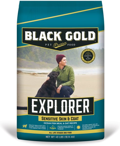 Black Gold Explorer Sensitive Skin and Coat Ocean Fish Meal and Oat Recipe Dry Dog Food， 40-lb bag