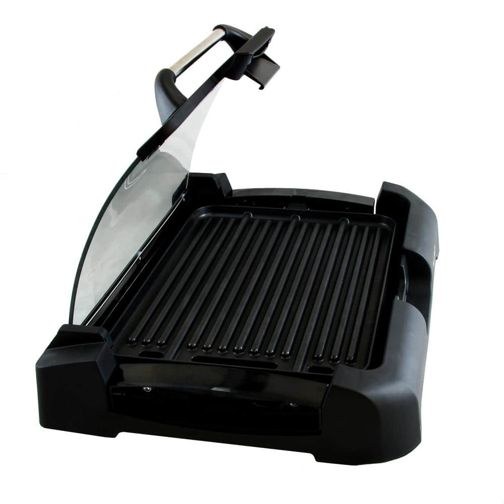 MegaChef 165 sq. in. Black Reversible Indoor Grill and Griddle with Removable Lid 985101713M