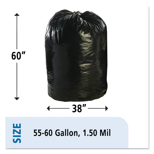 Stout Total Recycled Content Plastic Trash Bags | 60 gal， 1.5 mil， 38