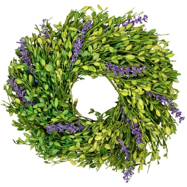 Purple Lavender and Green Foliage Artificial Spring Wreath 11 Unlit