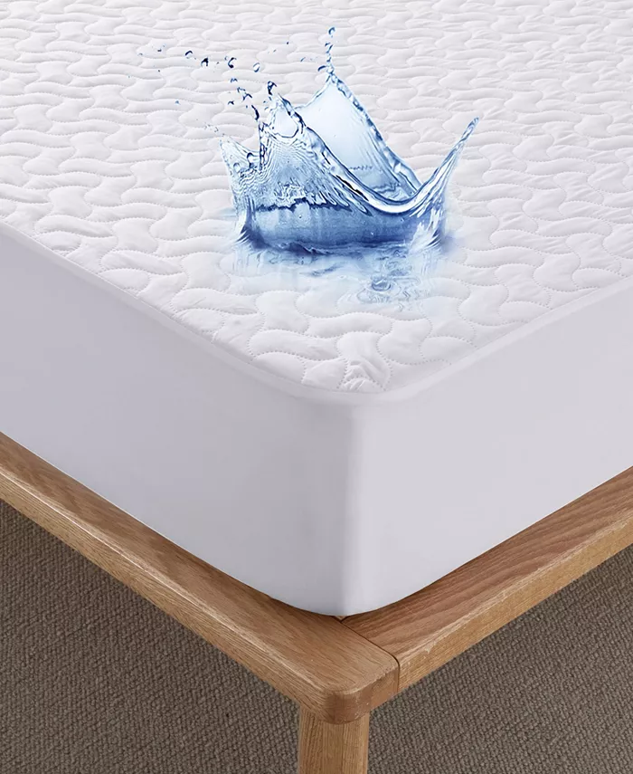 UNIKOME Water-Resistant Wave Quilted Fitted Mattress Protector 18