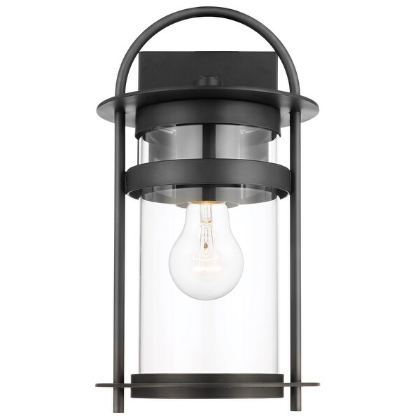 Bracer 1 Light Medium Wall Lantern Matte Black Finish with Clear Glass Shopping - The Best Deals on Outdoor Wall Lanterns | 39425083