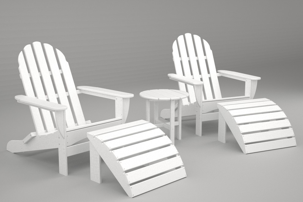 Polywood Classic Oversized Curveback Adirondack 5 Piece Casual Set   Beach Style   Outdoor Lounge Sets   by POLYWOOD  Houzz