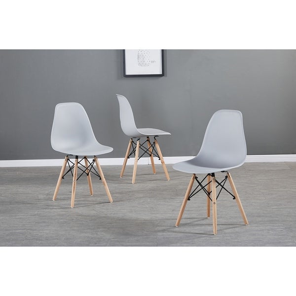 Modern Style Mid Century Modern Dining Chair Plastic Seat Wooden Legs for Kitchen， Dining， Side Chairs Set of 4