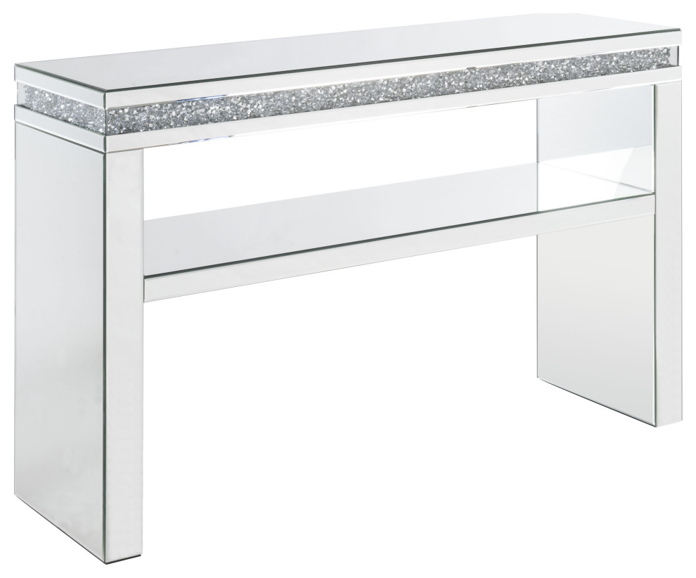 Noralie Sofa Table  Mirrored and Faux Diamonds   Contemporary   Console Tables   by Acme Furniture  Houzz