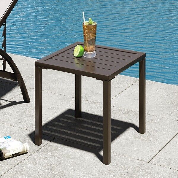 VredHom Outdoor Square Side Table Aluminum End Table