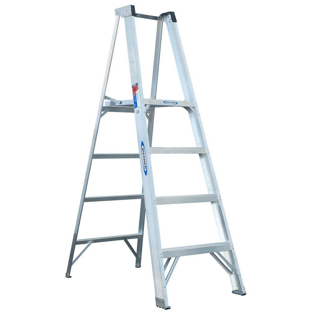 Werner 10 ft. Reach Aluminum Platform Step Ladder with 300 lb. Load Capacity Type IA Duty Rating P374