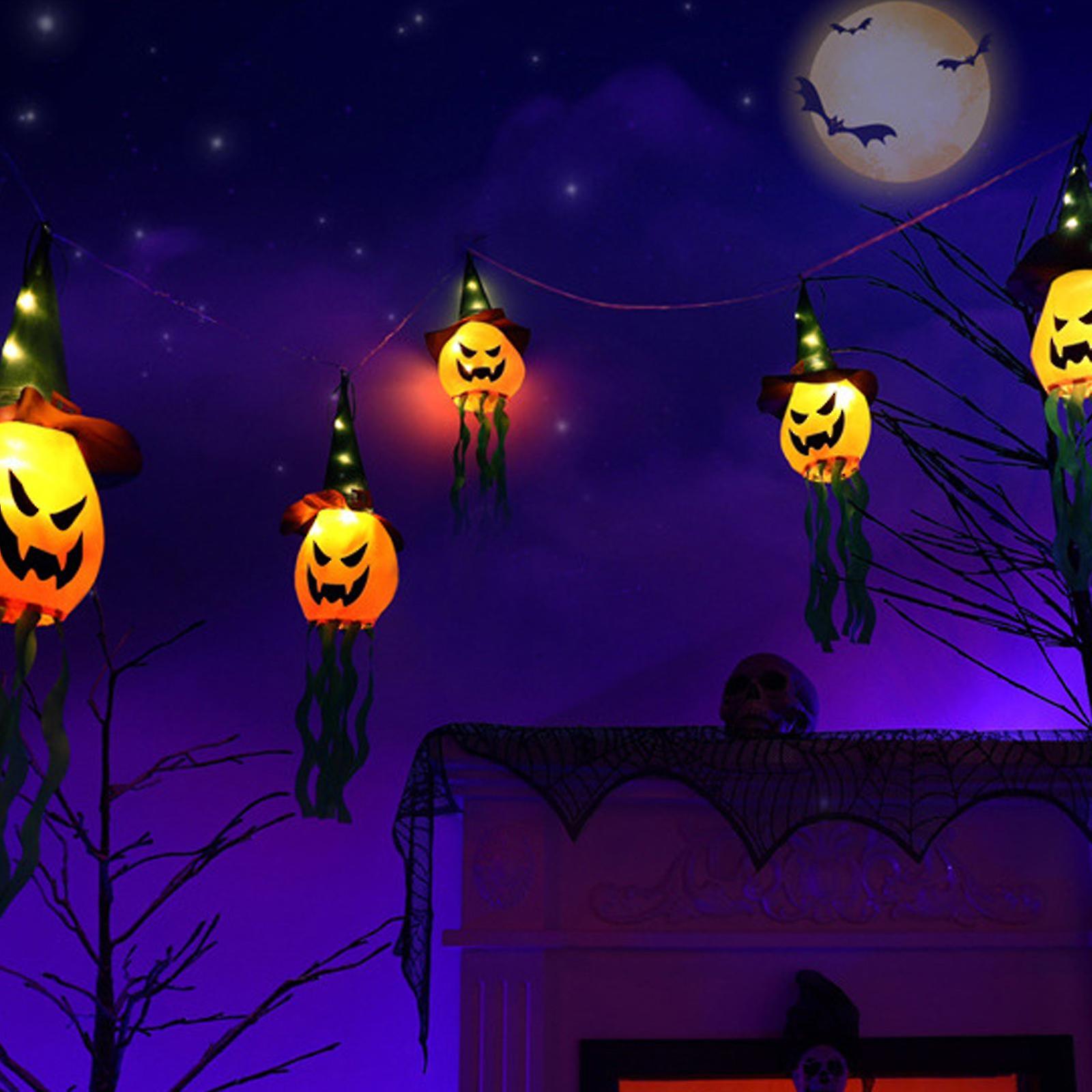 Halloween Led Pumpkin Lantern Lights Festival Decor， Battery Powered， Multicolor Ghost Lamp