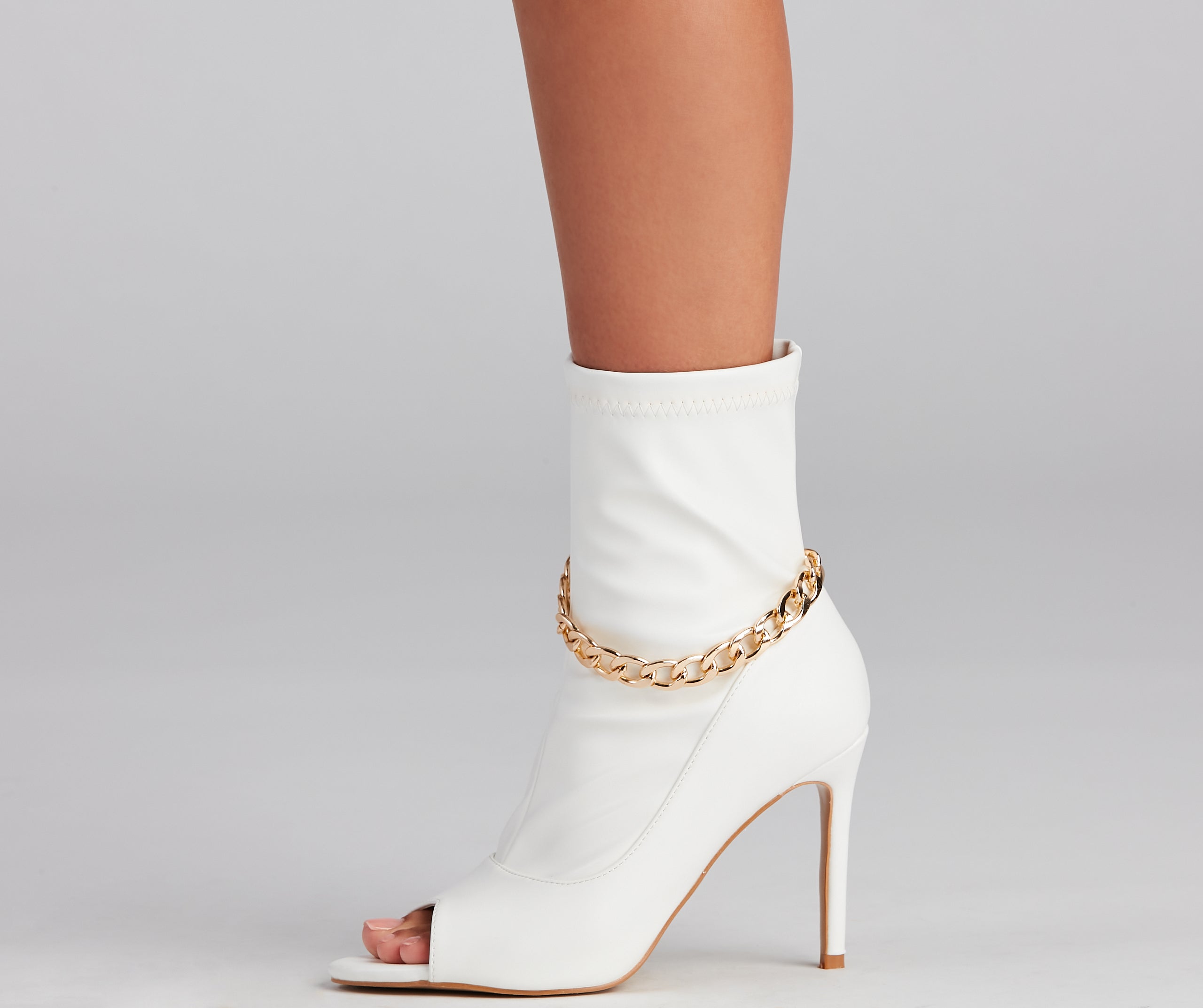 Fab Chain-link Faux Leather Booties