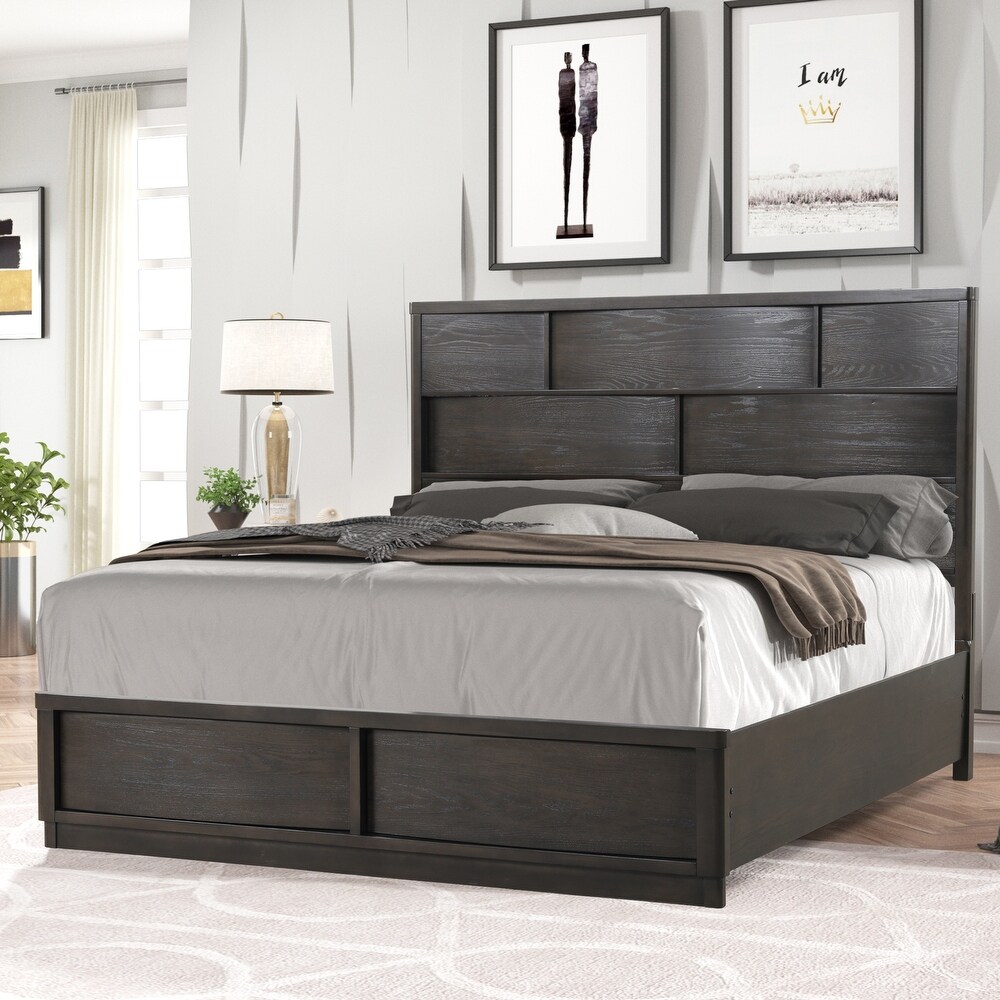 Roundhill Furniture Belani Wood Panel Bed Set  Bed  Dresser  Mirror  and Nightstand  Espresso