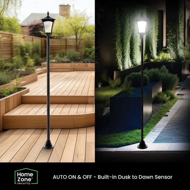 Home Zone Security 65 in Decorative Solar Black Lamp Post