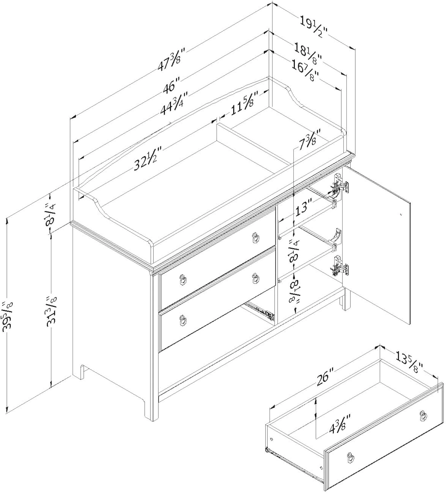 Catimini Changing Table with Removable Changing Station - South Shore