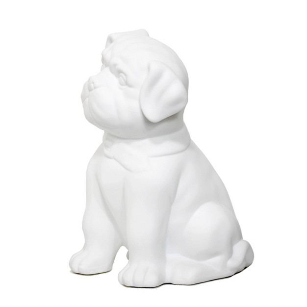 Porcelain Puppy Dog Shaped Table Lamp White Elegant Designs