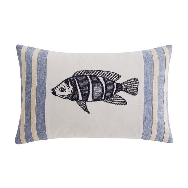 Cambria Embroidered Fish Decorative Pillow Levtex Home