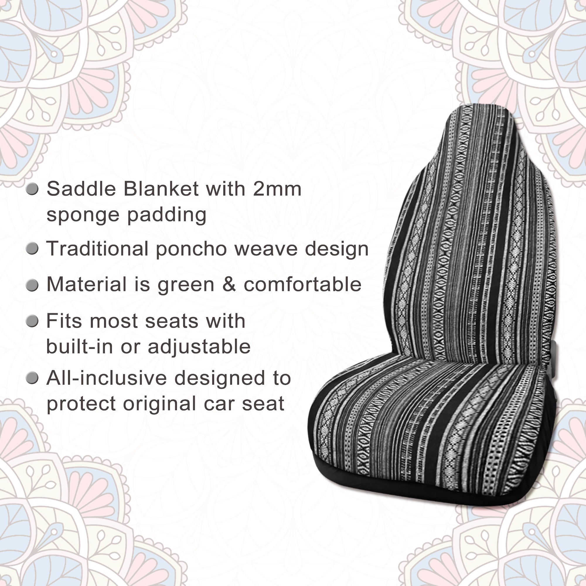 2 Pcs Front Seat Cover Saddle Blanket Seat-Belt Pad Protectors for Auto