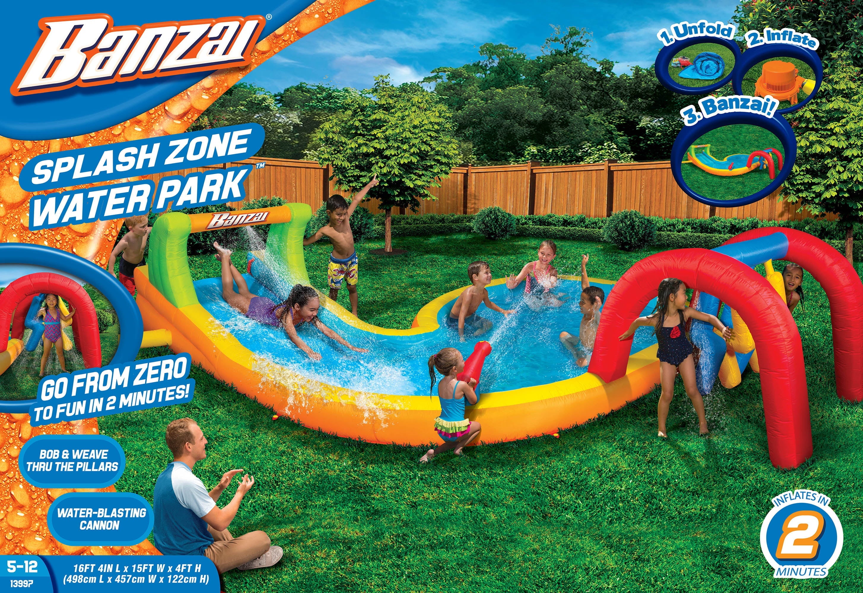 Banzai Splash Zone Water Park w/ Water Blasting Cannon & Pillars