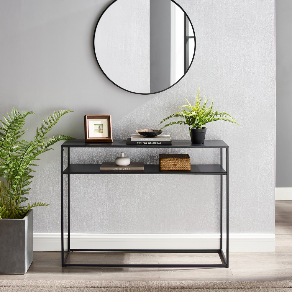 Braxton Console Table Matte Black   Industrial   Console Tables   by Crosley  Houzz