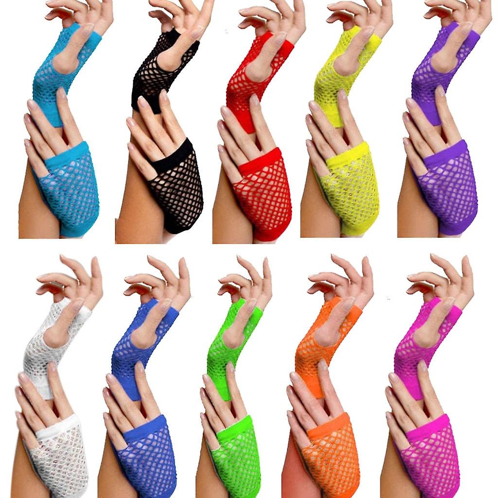 Women's Short Fishnet Fingerless Mesh Gloves